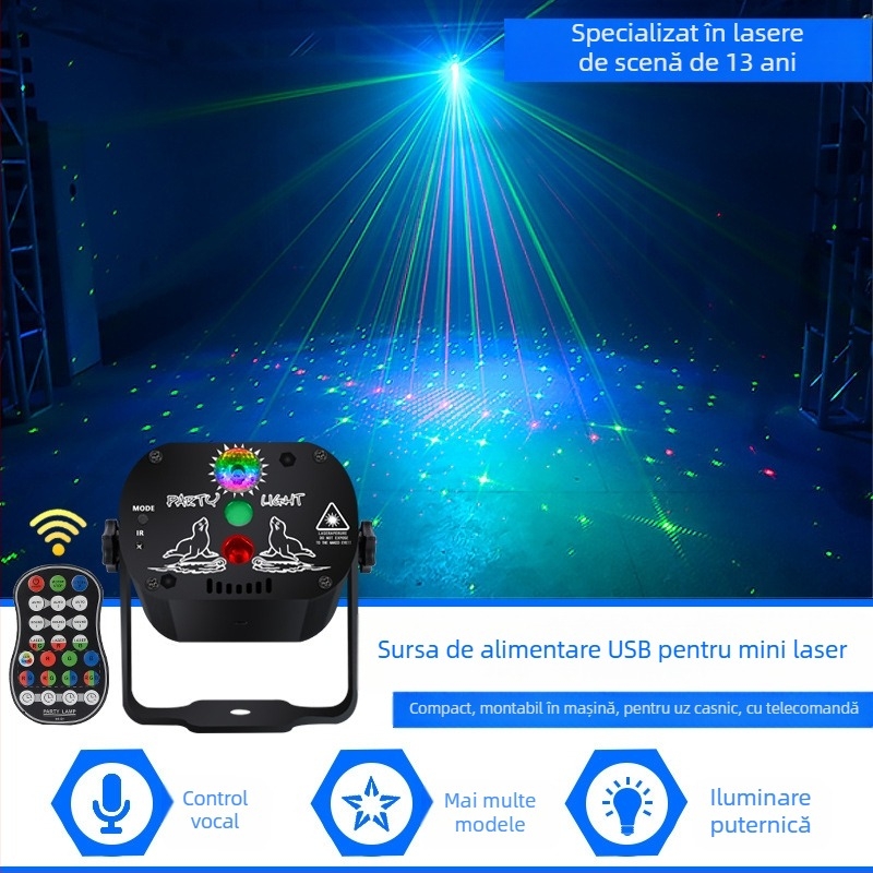 Lumină laser mini MN-R60 LED+laser 5V IP20 pentru interior