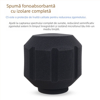 Microfon condensator cu protecție împotriva vântului și husă absorbantă pentru înregistrări acasă și streaming live — cardioid, 100 Hz–20 kHz, SNR ≥95 dB, Bluetooth 2.1