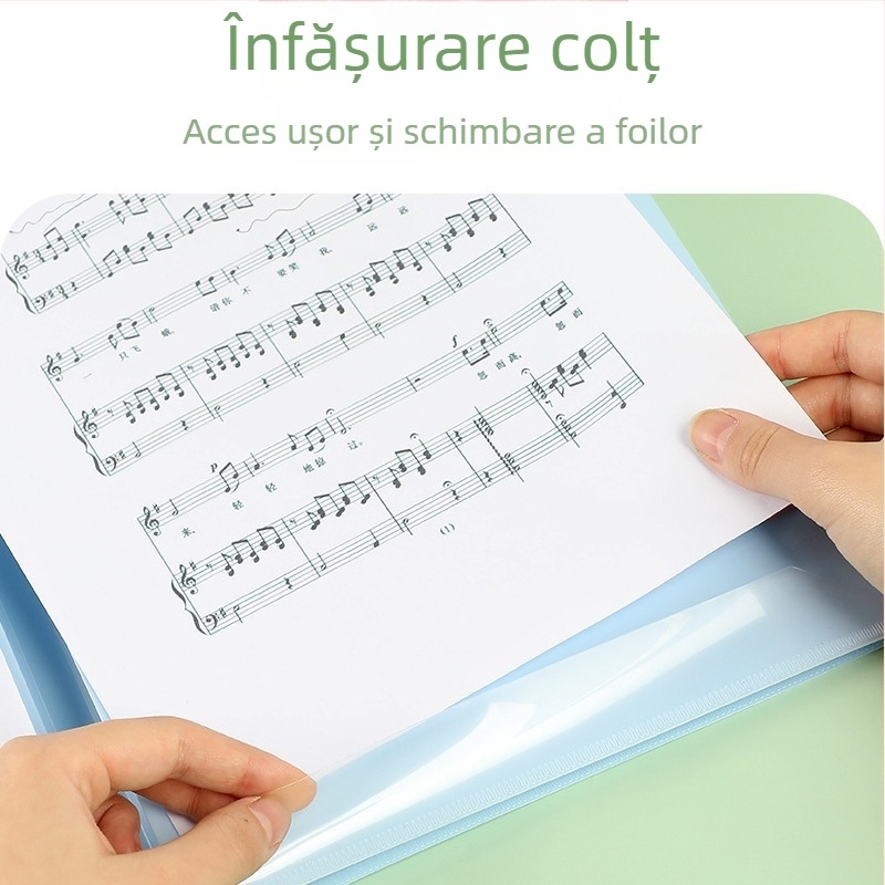 MX-108 folder partituri, plastic, cu șase pagini, compatibil cu A4, grosime placă 0,55 mm