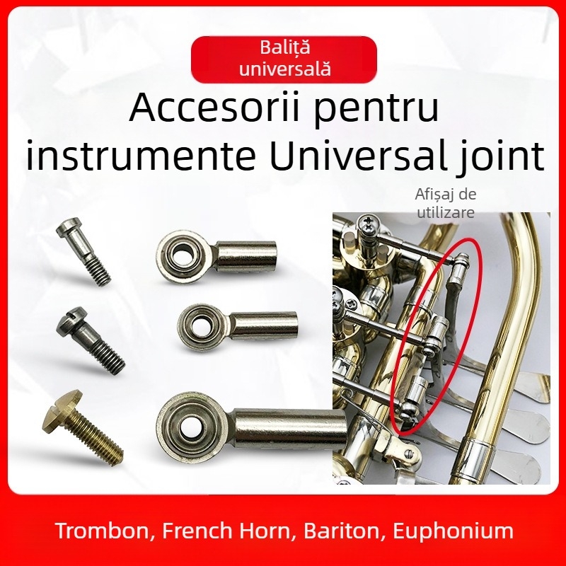 Accesoriu pentru instrument muzical cu șuruburi fixate, articulație universală și articulație cu bilă