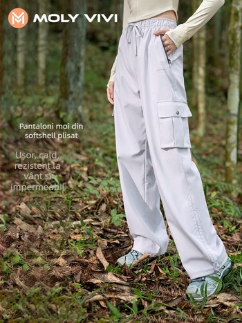 MOLYVIVI pantaloni soft shell pentru femei – antivânt, din poliester, pentru iarnă și toamnă, drumeții și alpinism