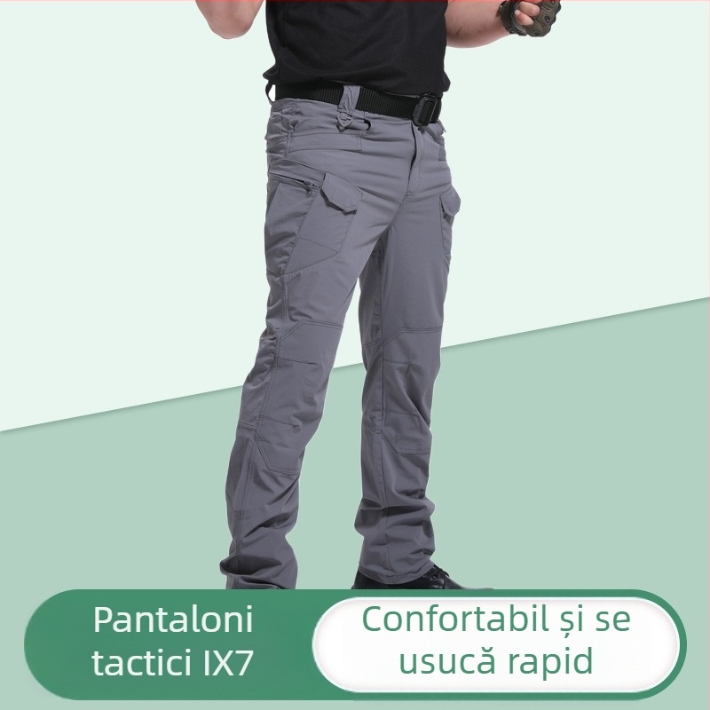 IX7 pantaloni tactici ușori, uscare rapidă pentru bărbați, material nylon-elastan (90% nylon, 10% elastan), potriviți pentru alergare și ciclism, sezoane: vară, primăvară, toamnă