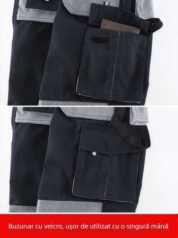 Pantaloni de lucru din pânză cu buzunare multiple, amestec de bumbac, rezistenți la uzură, anti-pliuri, absorbția umezelii