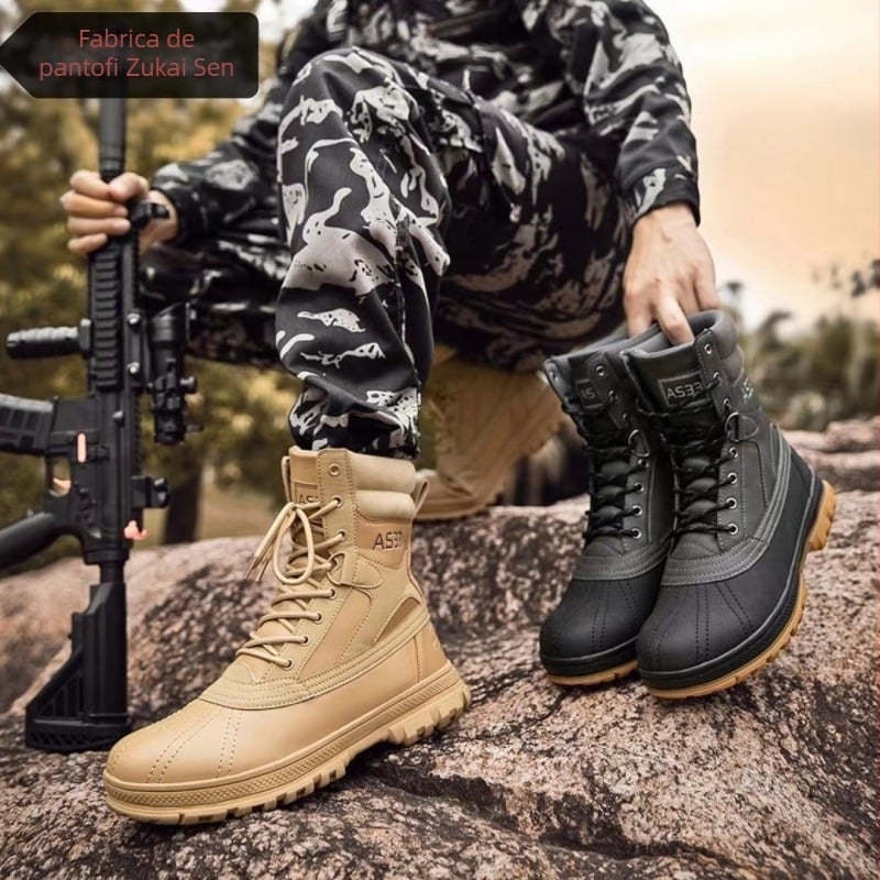 Ghete militare înalte pentru bărbați, pentru drumeții și camping, din PU, încălțăminte tactică outdoor