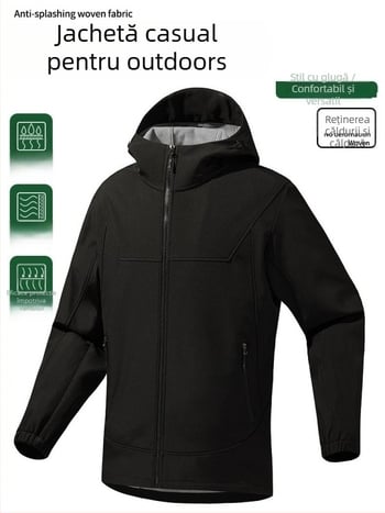 Geacă soft shell cardigan – Impermeabil, Rezistent la vânt, Respirabil, Termic, cu glugă; Unisex