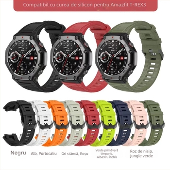 Brățară de înlocuire din silicon pentru Amazfit T-Rex 3 cu cataramă, 25 g, dimensiune reglabilă a interfeței