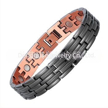 Brățară de terapie magnetică, unisex, design geometric din cupru, finisaj lucios