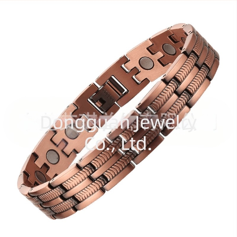 Brățară de terapie magnetică, unisex, design geometric din cupru, finisaj lucios