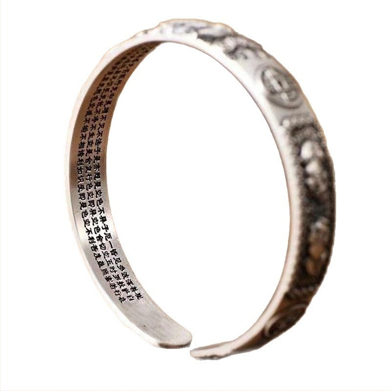 Brățară Pixiu din argint Sterling pentru bărbați | puritate S999 | design deschis | stil mat retro