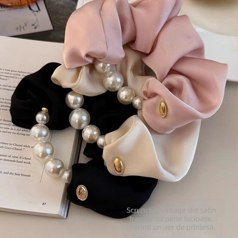 Elastic de păr cu perle, lucrat manual, elegant, cu elasticitate ridicată, accesoriu de modă pentru oraș