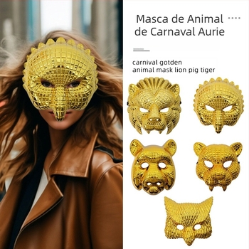 Mască din plastic cu temă leu, prop DIY pentru Halloween și Carnaval