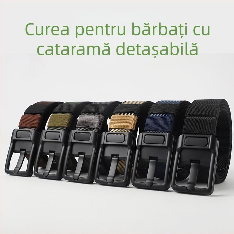 Curea bărbați tactică dublă cu cataramă cu pin, curea din nylon, cataramă din aliaj, Vara 2024