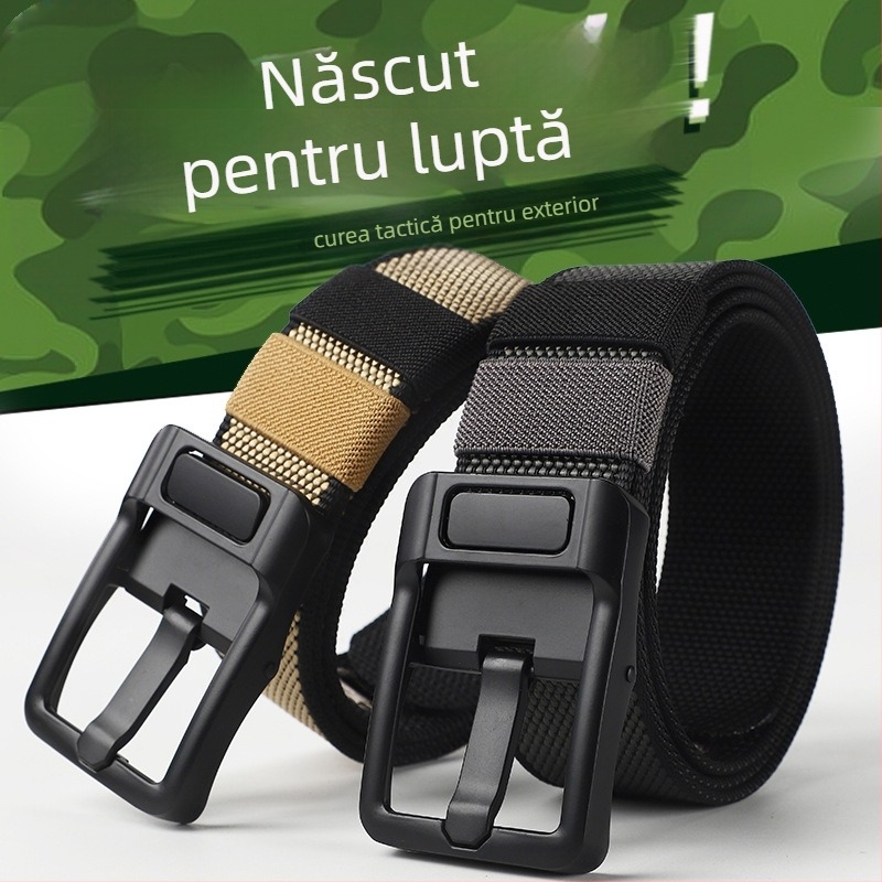 Curea bărbați tactică dublă cu cataramă cu pin, curea din nylon, cataramă din aliaj, Vara 2024