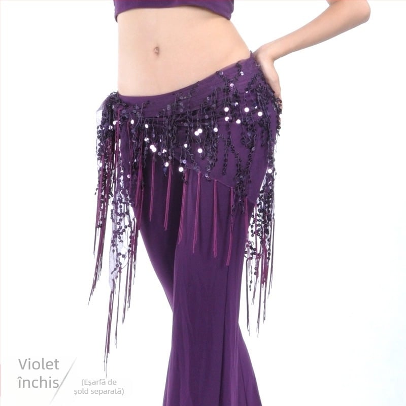 Îmbrăcăminte Belly dance cu paiete și ciucuri, plasă din nailon 100%, căptușeală nylon 100%, unisex adult
