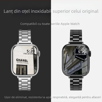 Brățară din oțel inoxidabil pentru Apple Watch, marca Wansong Star, compatibilă cu Apple Watch, cataramă pliantă, cu mai multe lățimi, greutate 80 g
