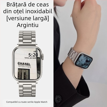 Brățară din oțel inoxidabil pentru Apple Watch, marca Wansong Star, compatibilă cu Apple Watch, cataramă pliantă, cu mai multe lățimi, greutate 80 g