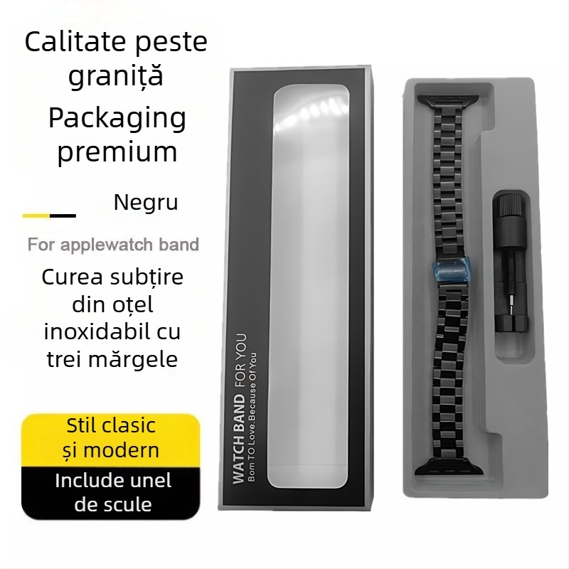 Brățară din oțel inoxidabil pentru Apple Watch, marca Wansong Star, compatibilă cu Apple Watch, cataramă pliantă, cu mai multe lățimi, greutate 80 g