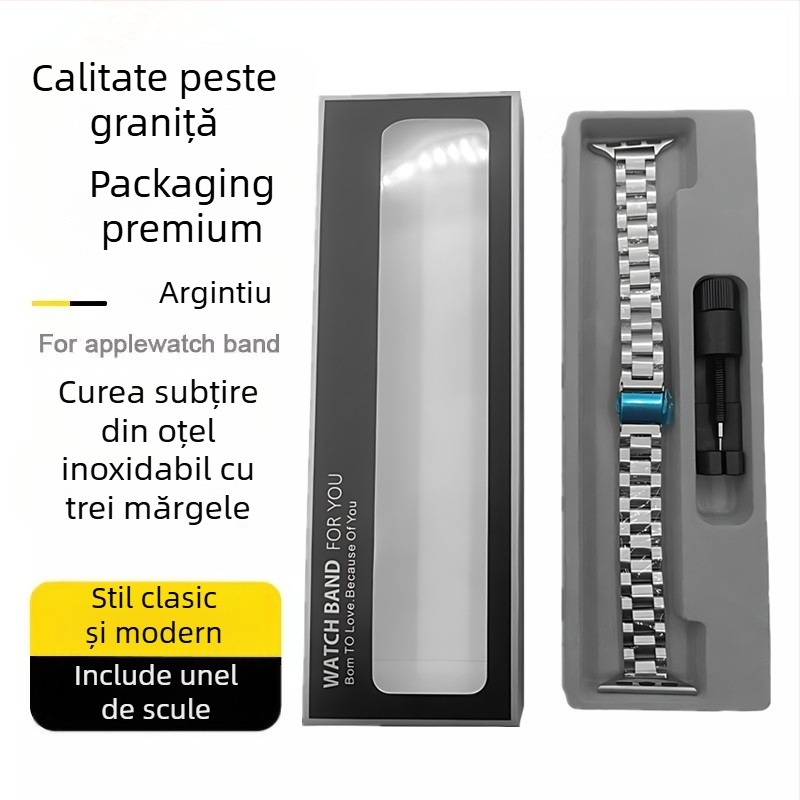 Brățară din oțel inoxidabil pentru Apple Watch, marca Wansong Star, compatibilă cu Apple Watch, cataramă pliantă, cu mai multe lățimi, greutate 80 g