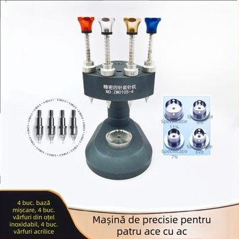Mașină de alimentare cu patru ace pentru masă – structură metalică, set de 10 piese, pentru uz casnic, include 4 suporturi de nucleu din oțel și 4 duze din oțel