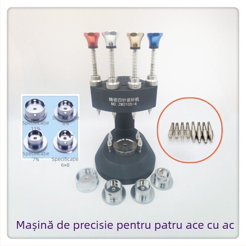 Mașină de alimentare cu patru ace pentru masă – structură metalică, set de 10 piese, pentru uz casnic, include 4 suporturi de nucleu din oțel și 4 duze din oțel