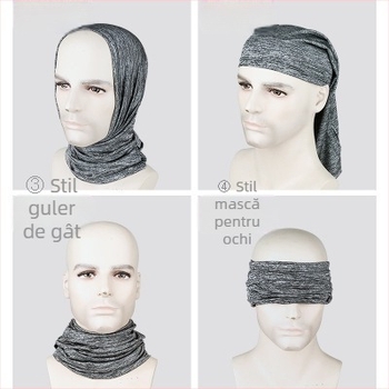 Șal de cap din mătase de gheață cu protecție solară, glugă cu urechi și mască pentru ciclism – Unisex, WOTI