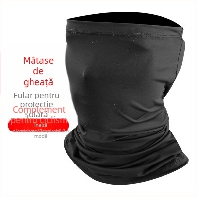 Șal de cap din mătase de gheață cu protecție solară, glugă cu urechi și mască pentru ciclism – Unisex, WOTI