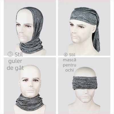 Șal de cap din mătase de gheață cu protecție solară, glugă cu urechi și mască pentru ciclism – Unisex, WOTI