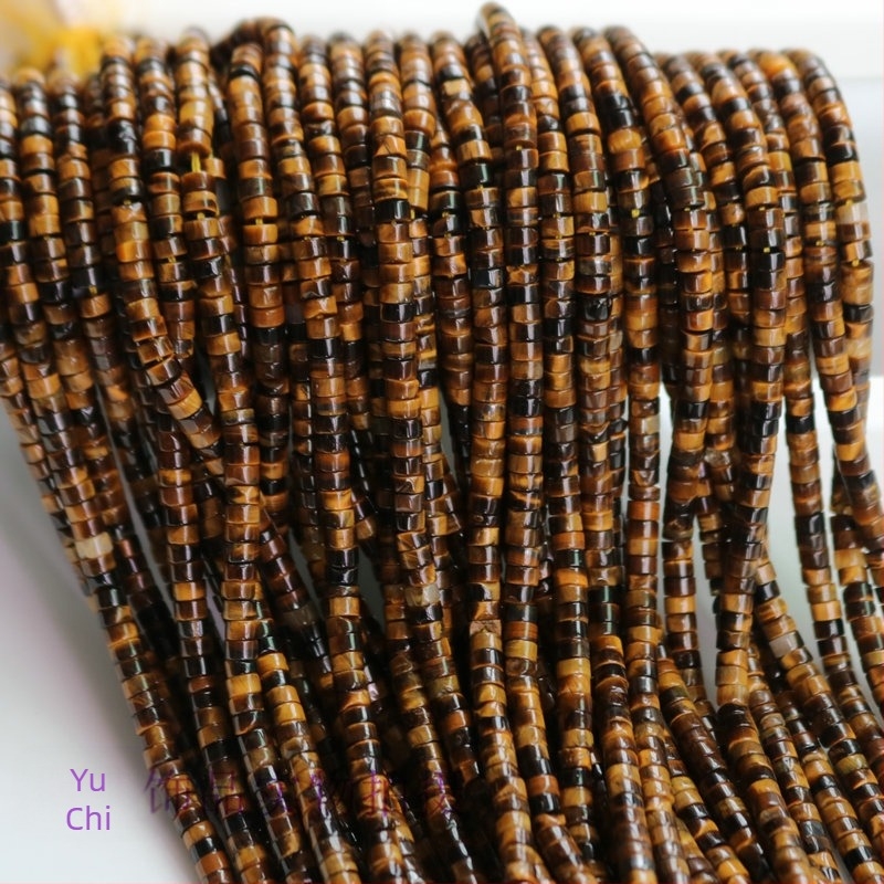 Mărgele spacer disc din ochi de tigru natural pentru colier, disc cu gaură centrală, serie mărgele pentru colier