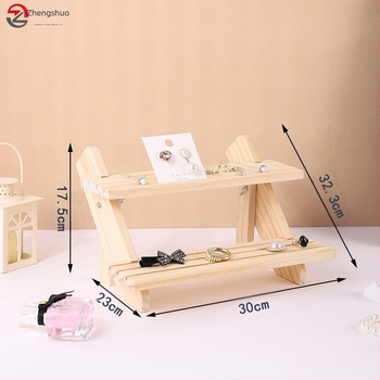 Stand din lemn masiv pentru afișarea cerceilor, suport pentru carduri, stil scară, trei sau patru niveluri, de înaltă calitate