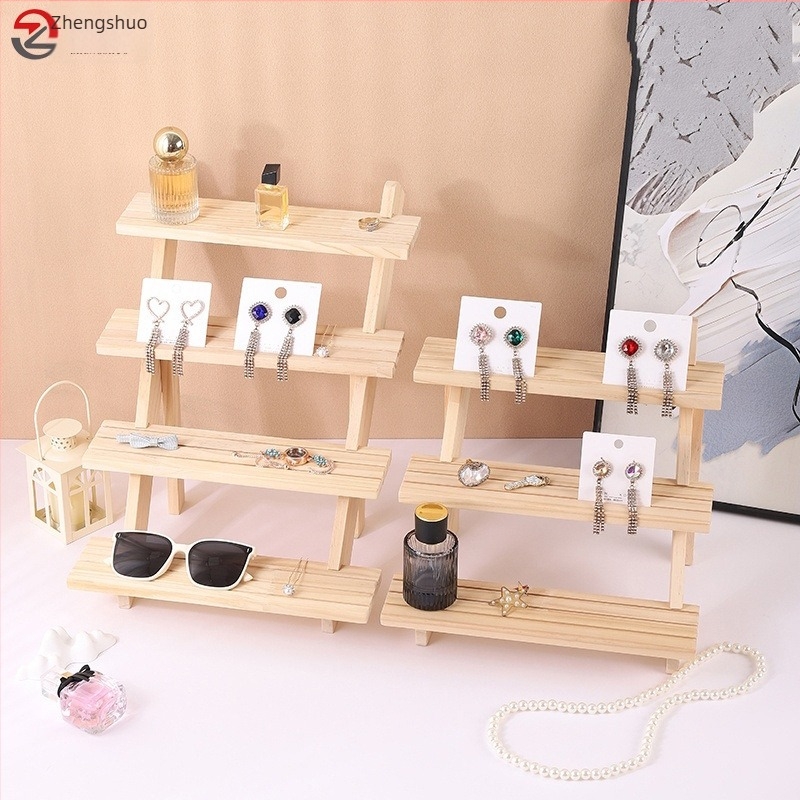 Stand din lemn masiv pentru afișarea cerceilor, suport pentru carduri, stil scară, trei sau patru niveluri, de înaltă calitate