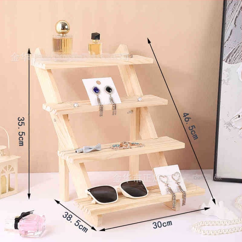 Stand din lemn masiv pentru afișarea cerceilor, suport pentru carduri, stil scară, trei sau patru niveluri, de înaltă calitate