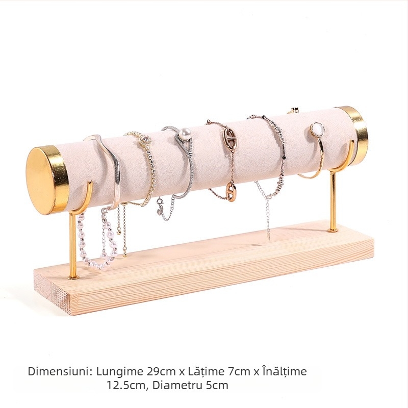 Suport pentru brățări din lemn, cu trei niveluri, design în trepte, organizator bijuterii