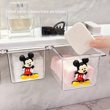 Cutie de depozitare sub oglindă cu sertar – design drăguț pentru baie, din plastic, protecție la praf