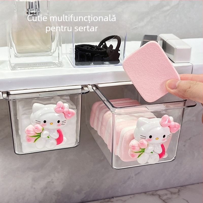 Cutie de depozitare sub oglindă cu sertar – design drăguț pentru baie, din plastic, protecție la praf