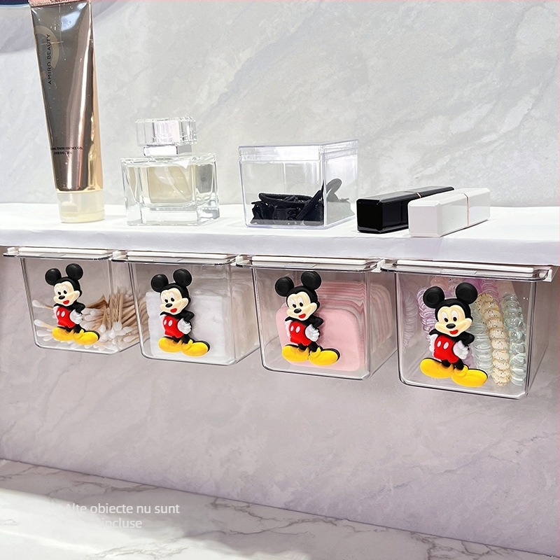 Cutie de depozitare sub oglindă cu sertar – design drăguț pentru baie, din plastic, protecție la praf