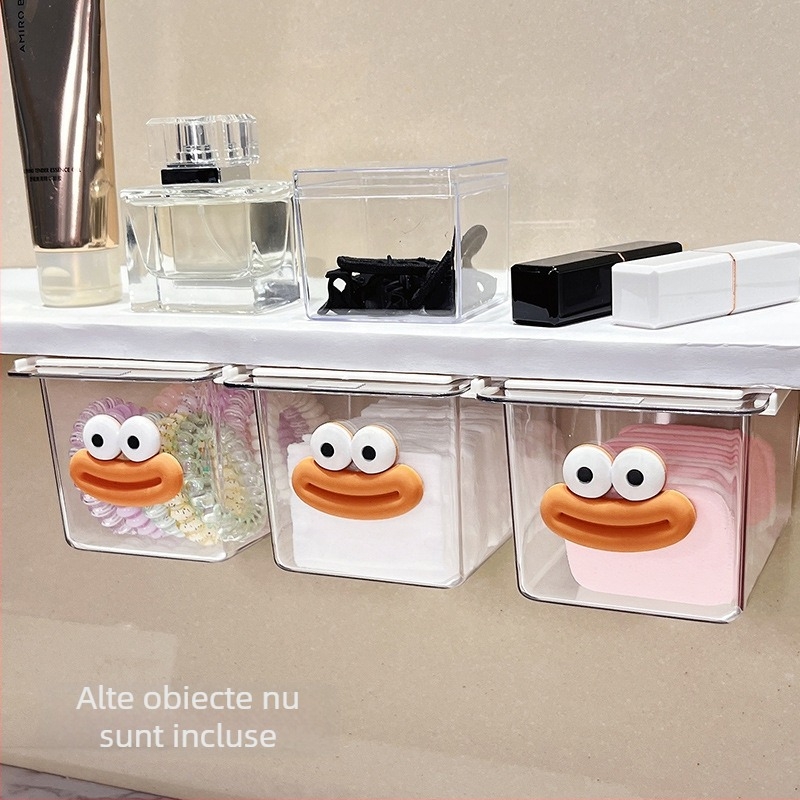 Cutie de depozitare sub oglindă cu sertar – design drăguț pentru baie, din plastic, protecție la praf