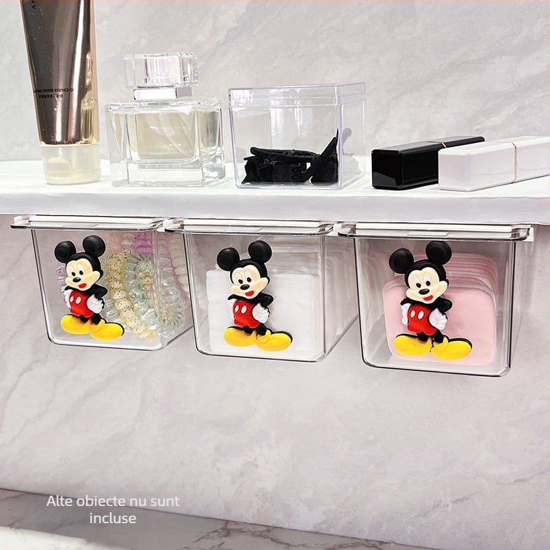 Cutie de depozitare sub oglindă cu sertar – design drăguț pentru baie, din plastic, protecție la praf