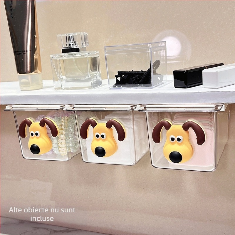 Cutie de depozitare sub oglindă cu sertar – design drăguț pentru baie, din plastic, protecție la praf