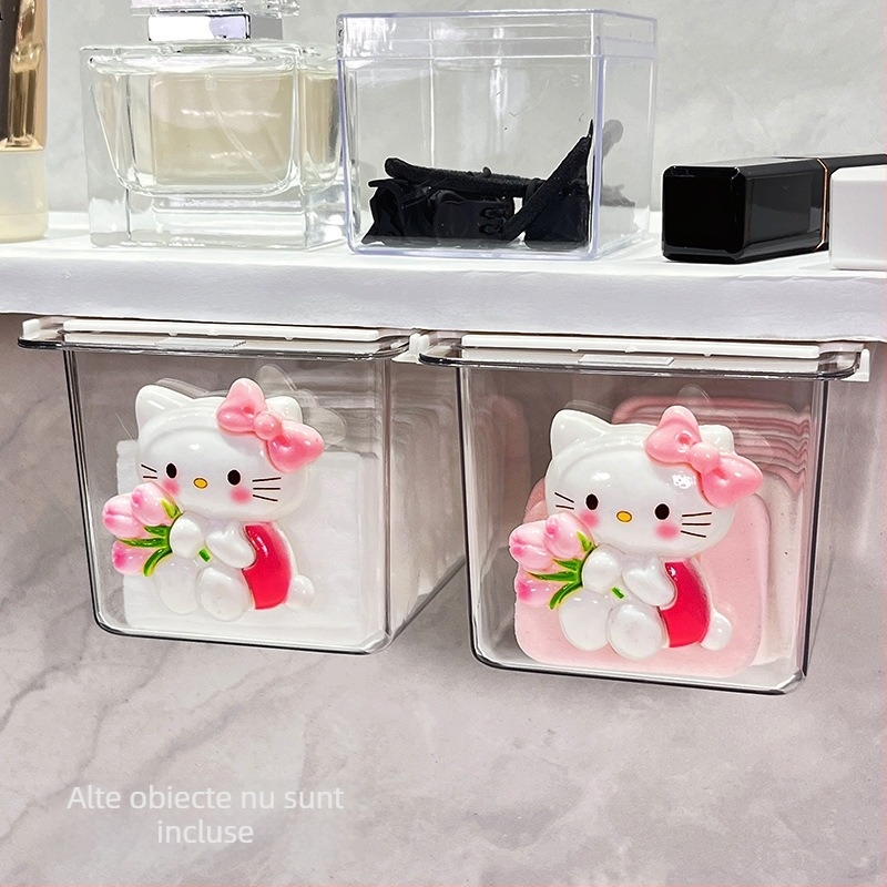 Cutie de depozitare sub oglindă cu sertar – design drăguț pentru baie, din plastic, protecție la praf