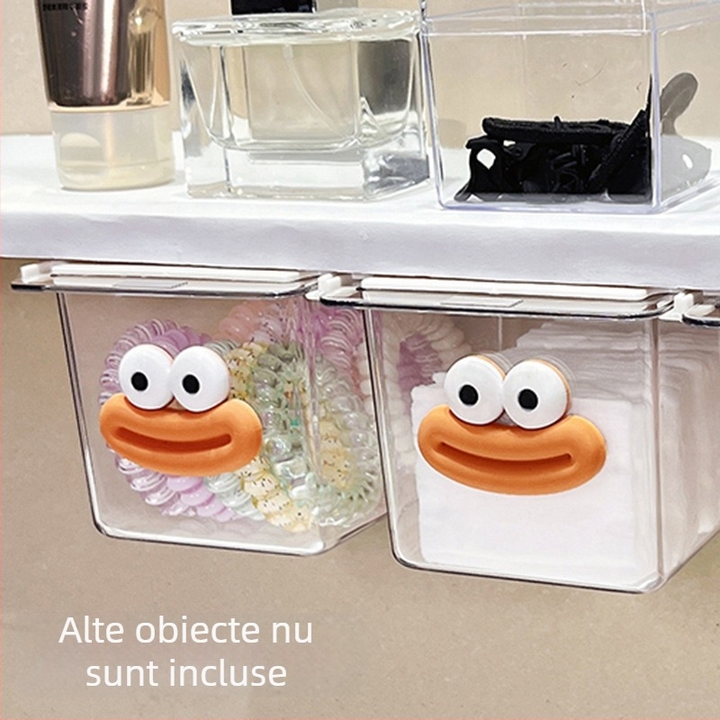 Cutie de depozitare sub oglindă cu sertar – design drăguț pentru baie, din plastic, protecție la praf