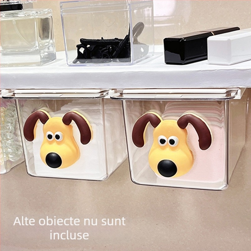 Cutie de depozitare sub oglindă cu sertar – design drăguț pentru baie, din plastic, protecție la praf