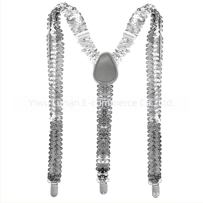 Set bretele strălucitoare unisex disco ani '70 – accesorii de costum, lucrat manual, din material textil