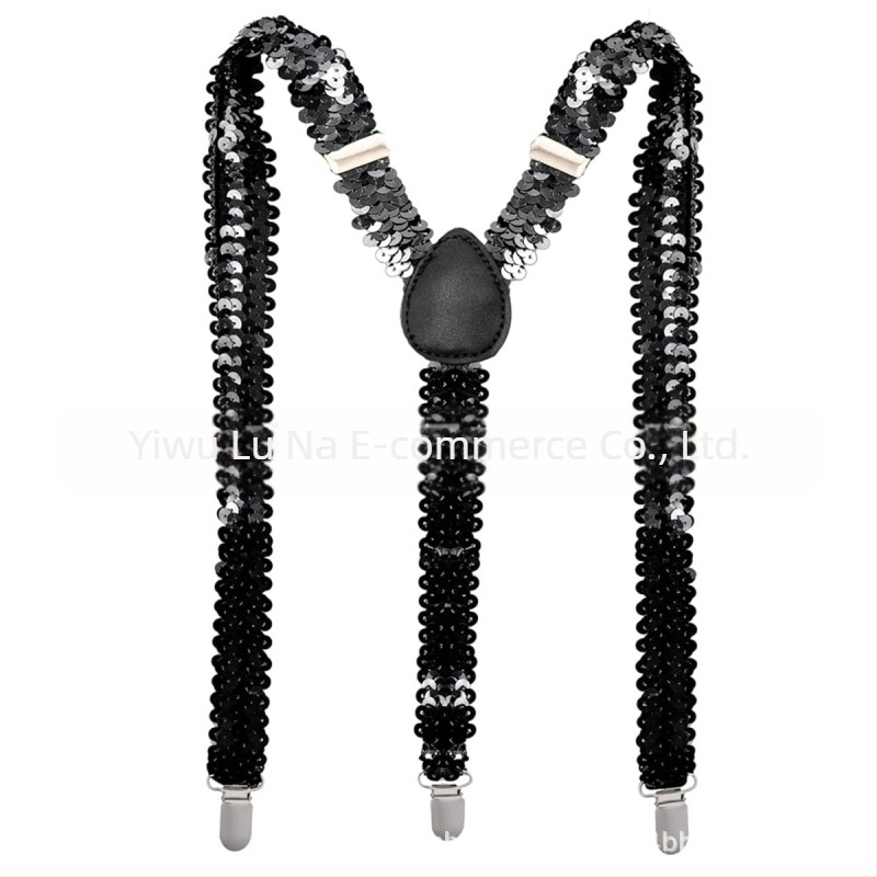 Set bretele strălucitoare unisex disco ani '70 – accesorii de costum, lucrat manual, din material textil