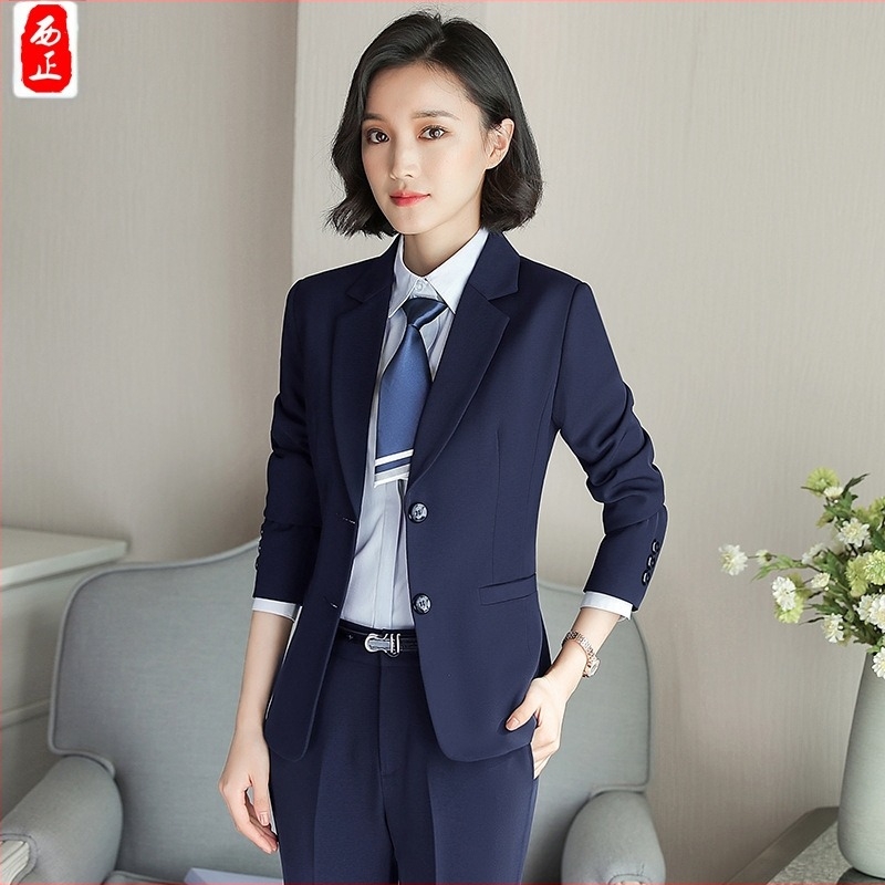 Costum femei pentru birou: sacou cu două nasturi, buzunar drept, mâneci lungi, țesătură poliester-spandex, căptușeală 100% poliester, stil OL (primăvară, toamnă, iarnă)