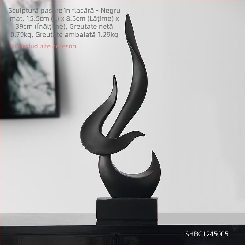 Sculptură decorativă din rășină cu flacără abstractă pentru living și hol, stil modern minimalist, lux ușor, personalizabil, cadou de casă nouă pentru colegi
