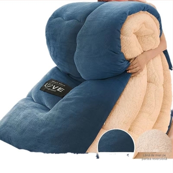 Cuvertură velur Ze Xinrui, cu două fețe fleece, pentru toamnă și iarnă, greutate 2-3 jin, umplutură din fibre obișnuite