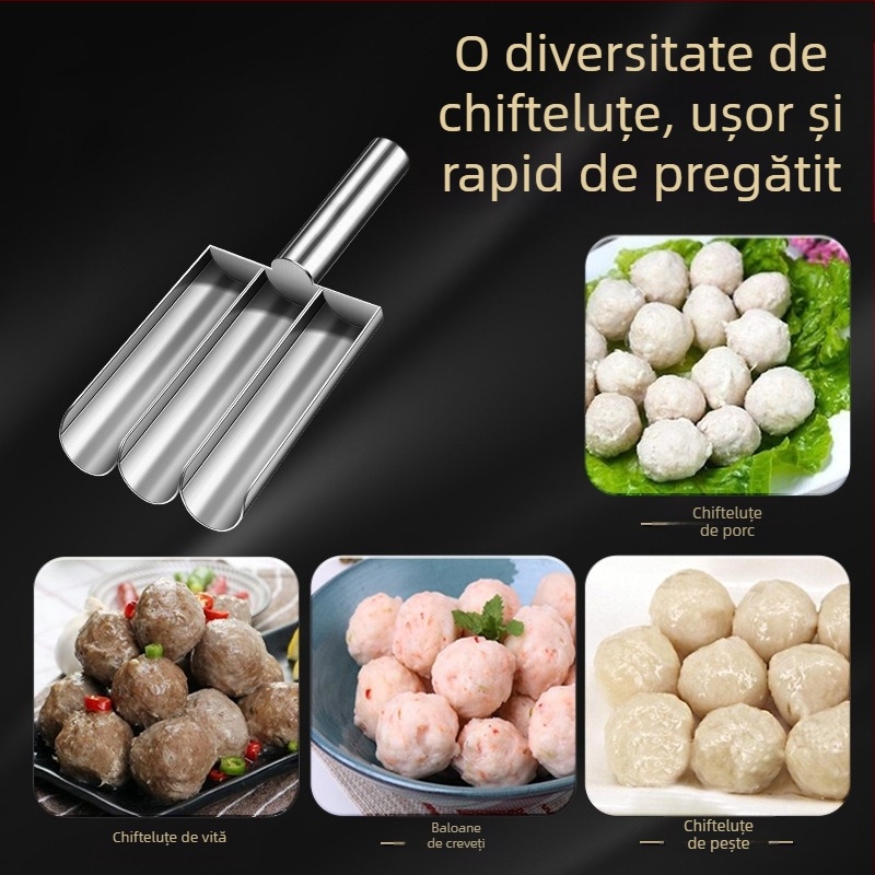 Wogang set de 3 piese din oțel inoxidabil 304 pentru uz casnic; forme pentru chifteluțe de pește, chifteluțe de creveți și bile de orez; design modern minimalist; lansat în 2023