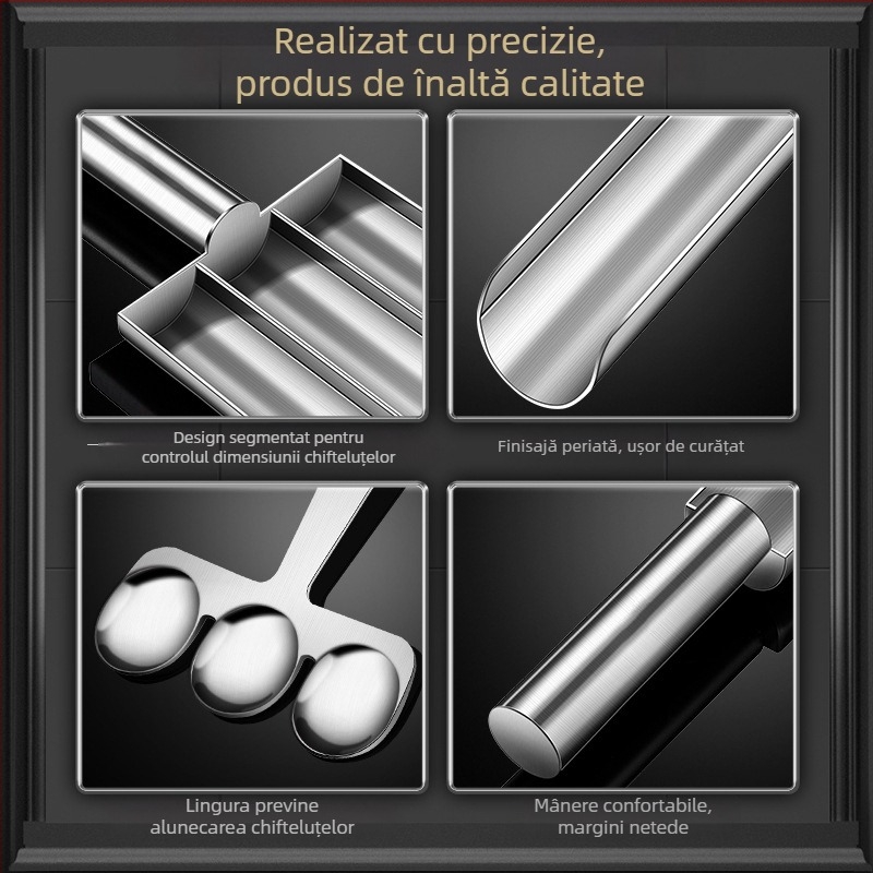 Wogang set de 3 piese din oțel inoxidabil 304 pentru uz casnic; forme pentru chifteluțe de pește, chifteluțe de creveți și bile de orez; design modern minimalist; lansat în 2023