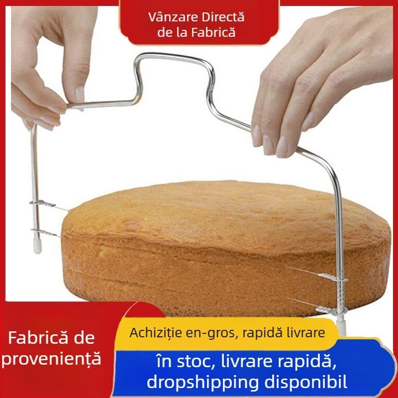 Tăietor de prăjituri din oțel inoxidabil, cu două linii, și tăietor de pâine – unealtă de patiserie