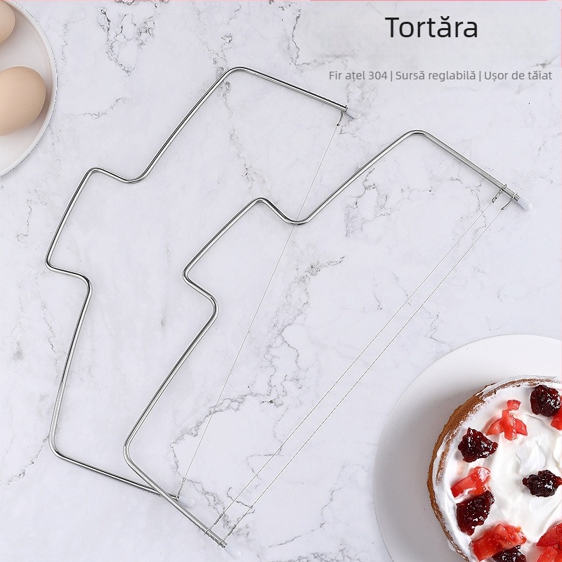 Tăietor de prăjituri din oțel inoxidabil, cu două linii, și tăietor de pâine – unealtă de patiserie